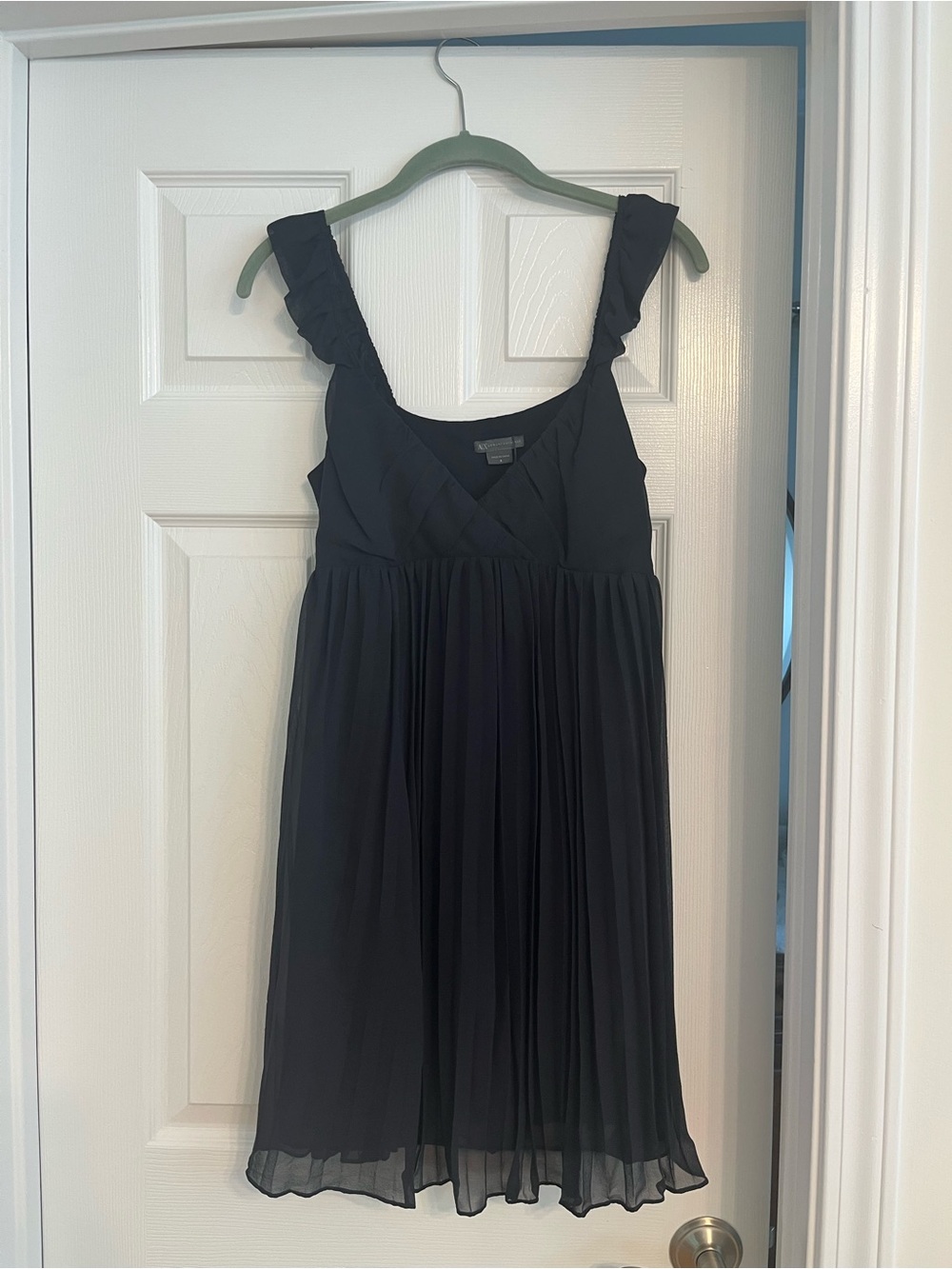 Armani Exchange - Black Ruffled Strap Chiffon Dress
